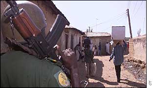 Soldier patrols Kaduna street