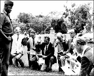 White Europeans, Ugandan citizens, pledged support to Amin in 1975