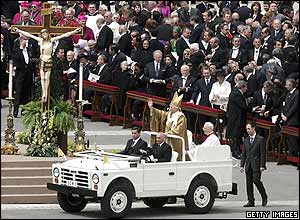 Pope in car