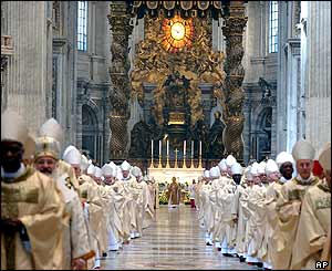 Pope and cardinals in St Peter's