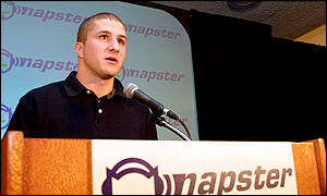 Napster founder Shawn Fanning makes a statement during a press conference