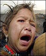 Crying refugee child