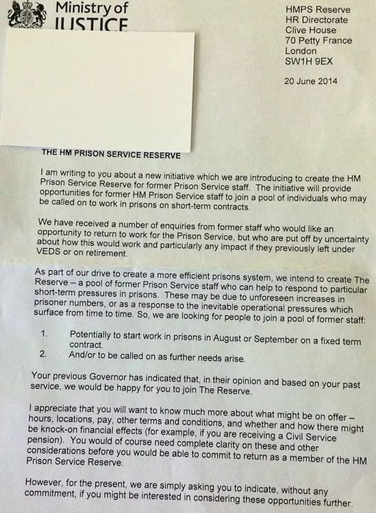 Prison service letter