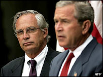 Porter Goss with President Bush, 10 August 2004