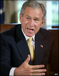 Bush speaking to reporters about links between Saddam Hussein and al-Qaeda