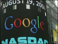 Google on Nasdaq billboard, AP