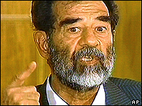 Saddam Hussein in court in July 2004