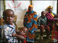 Internally displaced Congolese people wait to see a doctor in Ngungu, eastern Congo