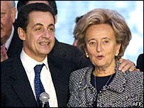 Nicolas Sarkozy with Bernadette Chirac, wife of the French president