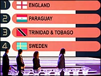 The panel looks on as England are drawn in Group B