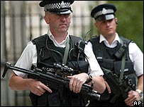 Armed police patrol London's streets