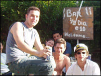 Jean Charles de Menezes (left) with friends (BBC pic)