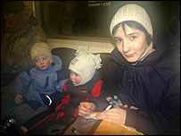 Olga Shchedrinskaya with (from right) Vanya and Irisha