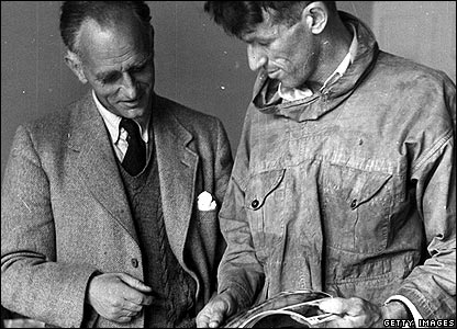 Sir Edmund Hillary (right) and Eric Shipton