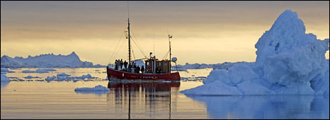 Fishing boat in ice