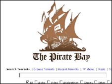 Screengrab from The Pirate Bay, 