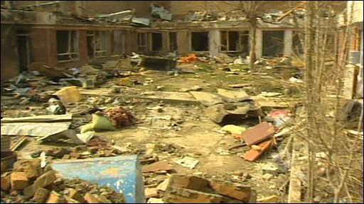 The aftermath of a bombed guest house