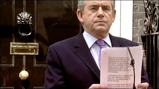 Gordon Brown addresses reporters