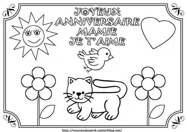  Anniversaire mamie coloriage pour gommettes, diplôme