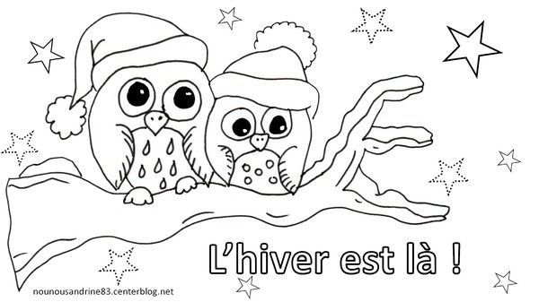 affiche hiver à colorier