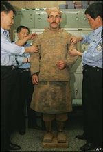 AP photo of Wendel dressed as a terracotta warrior