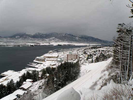 West end of Ketchikan, Alaska covered in snow. December 29, 2008