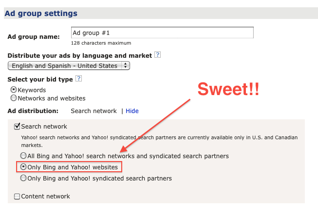 Bing Core Search Traffic Selection