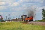 BNSF 9151 Leads a coal load out of Elsberry look at them Emd's smoke.