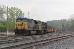 K901 arrives at Wyoming with 30 loaded tie gondolas in front of the stone cars