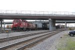 CP 4602 leads a yard job east with a cuts of various cars