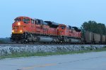 BNSF 9079 Heads a empty coal into Old Monroe at last light.