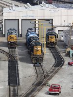 SD80MAC 4592 sits just outside the shop with 40 and 50 series siblings