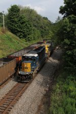 Passing a stopped coal train, CSX 4045 leads K311 west