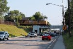 Westbound mixed freight Norfolk Southern line crossing Transit Rd.