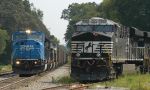 Coal train passes pushers