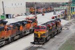 Various units sit around on the service tracks