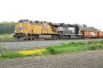 UP 5523 leads this northbound out of the siding