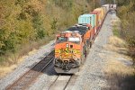 BNSF 5660 Dpu on a eastbound stack train.