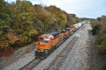 BNSF 7958 leads a fertlizer train west down the Marceline Sub.