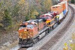 BNSF 4190 Rolls westbound with a Q train in tow.