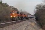 BNSF 6556 blasts through Yost leading Z-WSPSTO8 west