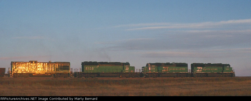 A BN GE B30-7B Catches the Rising Sun in September 1993