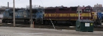 WC 3018 and a blue partner wait for their outgoing L510 train to be built at CP's Muskego yard