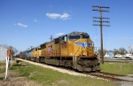 Union Pacific mixed freight moving westward