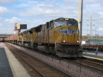 UP 4942, 8498 & 8502 leading trailers for Global 1 around Proviso Yard