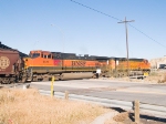 BNSF 1121, #2 in empty grain hopper consist at 9:18am