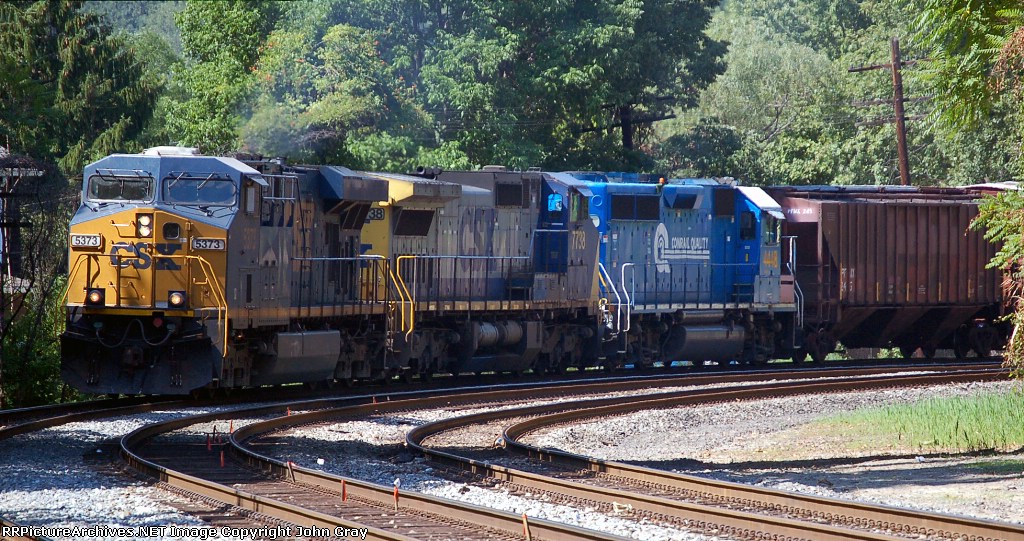 Q406 with power from CSXT 5373(ES44DC), CSXT 7738(C40-8W) & CSXT 4448(GP40-2) ex CR 3391(GP40-2)