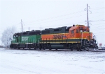 BNSF 2217 & BNSF 2911 Sit Among the Frost and Snow of a Winter Wonderland