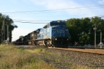 NS 8382 leads first of 3 westbounds with Conrail leaders