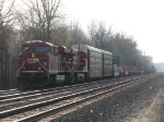 Two CP GEVO's wait with 24T's 2 autoracks and container traffic